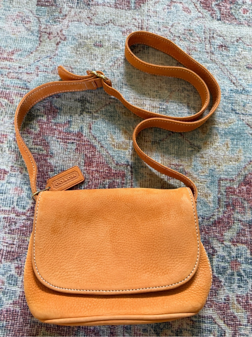Coach Sonoma Small Flap Bag Pebbled Nubuck Leather Crossbody in Orange May 1996
